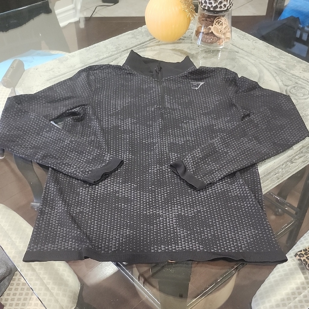 Gym Shark Geo Seamless 1/4 Zip Slim Muscle Long Sleeve Medium